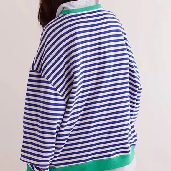 $98 WE THE FREE Classic Striped Oversized Crewneck Sweatshirt Blue XS SOLD OUT - Picture 7 of 7